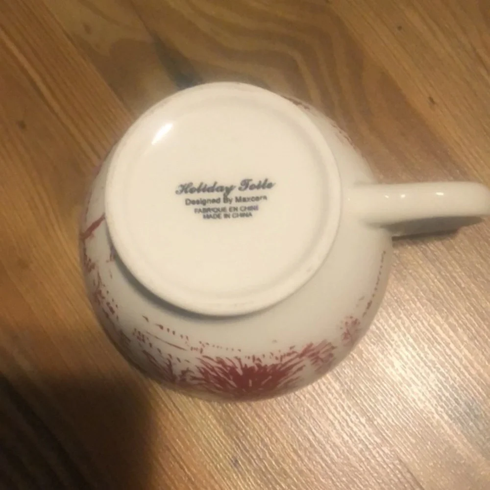 Anthro Cappuccino Mug Holiday Toile